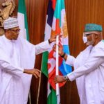 Ondo 2020: Buhari presents APC flag to Akeredolu, optimistic of victory