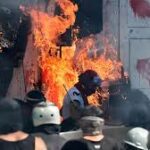 Churches set ablaze as Chile protest turns violent