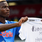 Osimhen celebrates first Serie A goal with #EndSARS solidarity message